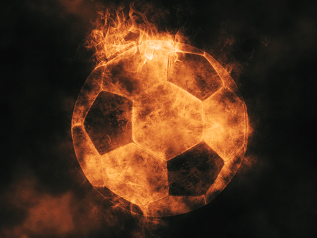 Football - orange smoke effectの写真素材