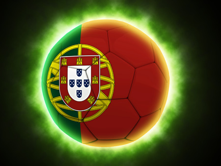 Portugal flag painted on a footballの写真素材