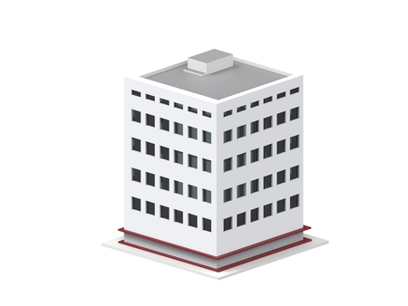 Low poly apartment building - white
