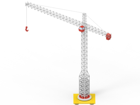 Big white construction tower crane - back viewの写真素材