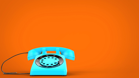 Sky blue vintage telephoneの写真素材