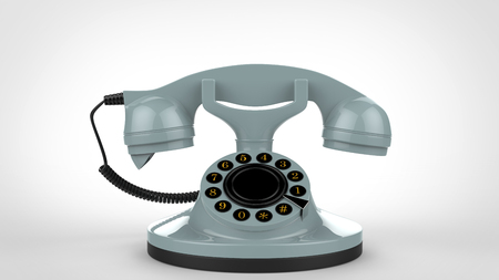 Pale blue vintage telephoneの写真素材