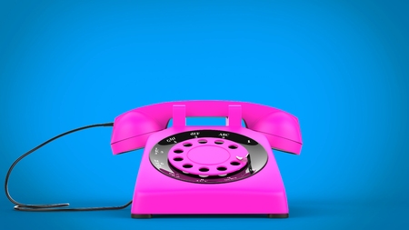 Cotton candy pink vintage telephone - closeup shotの写真素材
