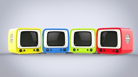 Colorful vintage style television setsの写真素材