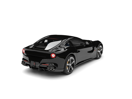 Grim black modern sports concept car - top down rear viewの写真素材