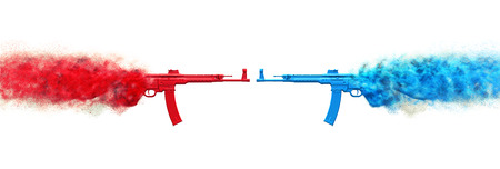 Assault machine guns - red vs. blueの写真素材