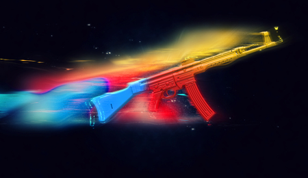 Colorful assault machine gun - cosmic trailsの写真素材