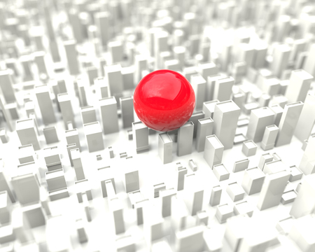 Abstract cubic forms - micro city - red ballの写真素材