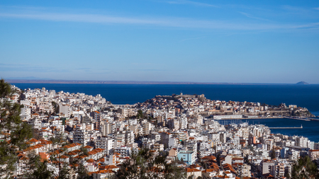Overlooking the city of Kavala, Greeceの写真素材