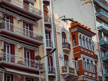 Stunning architecture and beauty of buildings in center of Thesaloniki - Greece