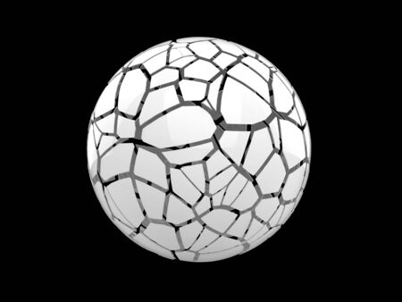 White sphere shattered into hundred piecesの写真素材