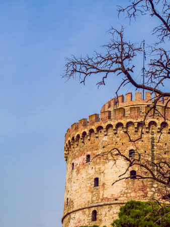 White Tower of Thessaloniki - ancient prison tower from medieval agesのeditorial素材