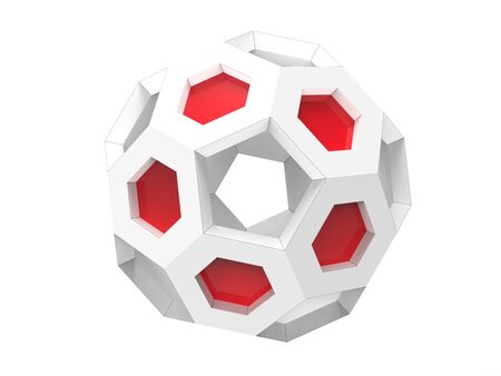 White geometric bucky ball with red detailsの写真素材