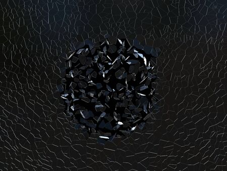 Broken glass window panel - small circular shatter