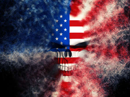 Angry American flag skull - particle FXの写真素材