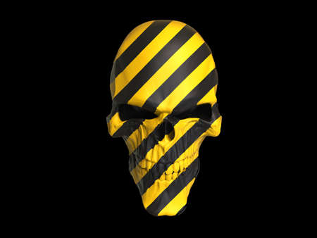 Black and yellow caution warning skullの写真素材