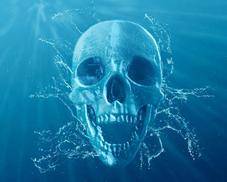 Skull made out of water - water splashesの写真素材