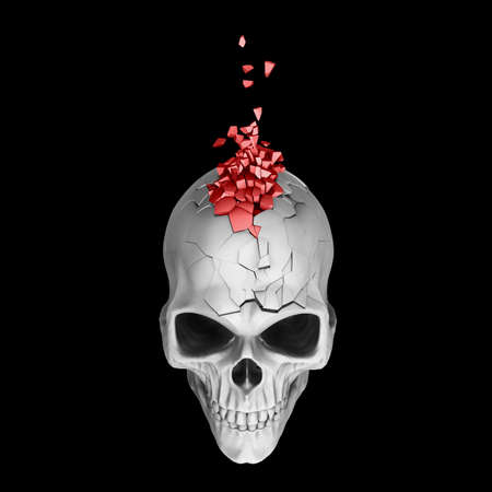 Broken skull with little pieces braking offの写真素材