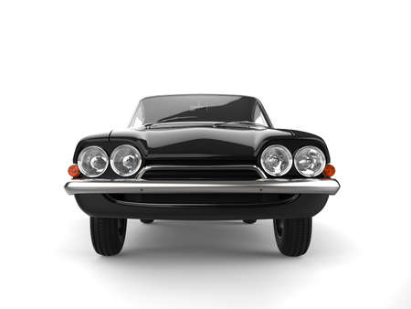 Old school vintage cool black car - front viewの写真素材