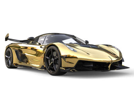 Golden race sports super car - closeup shot