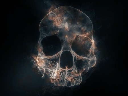 Skull cranium shape made out of smoke
