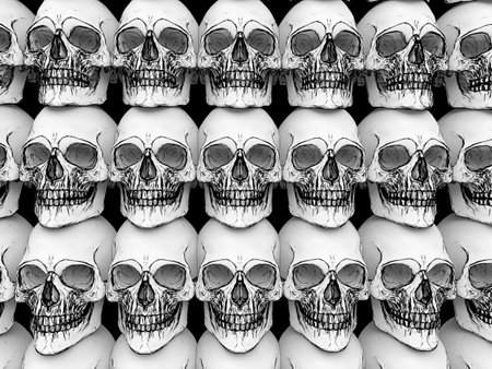 Tower of skulls - comic book styleの写真素材