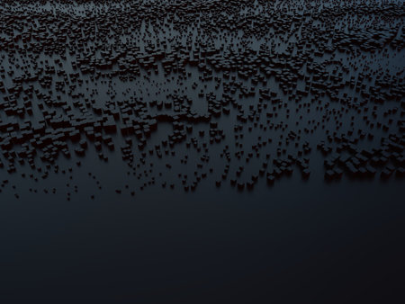Waves of dark abstract cubes - 3D Illustration
