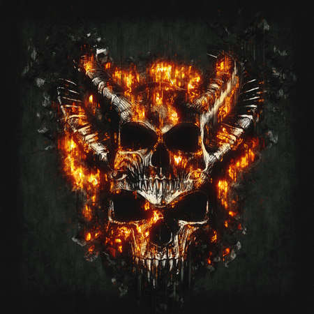 Dak demon skulls burining hot