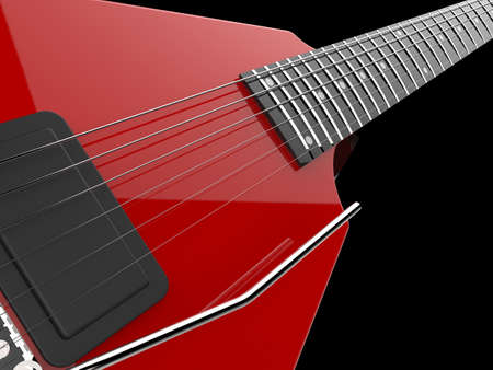 Scarlet red heavy metal electric guitar - closeup shot