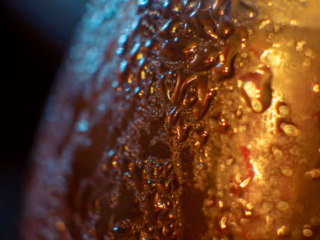 Drops of condensation on a bottle - closeup shotの写真素材