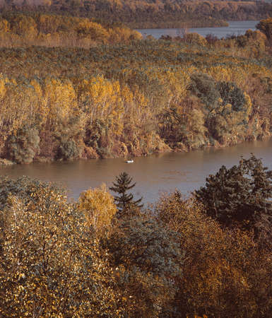 River and forest in autumn