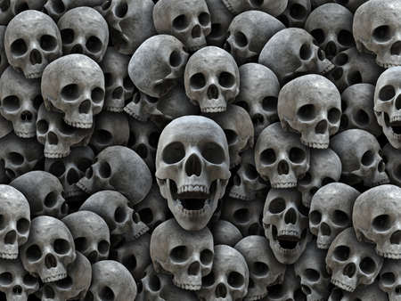 Huge pile of skulls - background textureの写真素材