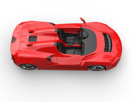 Red sports car coupe on white background. 3D rendering.の写真素材