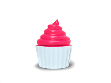 Delicious pink cream in white cup - cupcakeの写真素材