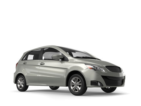 Modern small compact car in silver paint - 3D Illustrationの写真素材