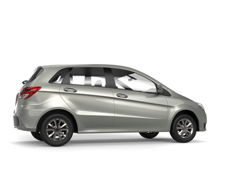Modern small compact car in silver paint - side view - 3D Illustrationの写真素材
