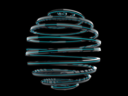 Abstract glow flow lines and shapes forming a sphereの写真素材