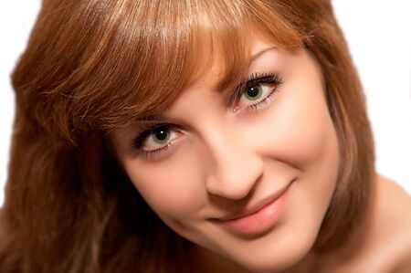 Close-up portrait of young beautiful womanの写真素材