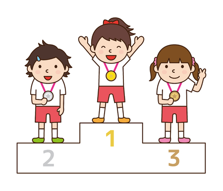 Children up to the podiumのイラスト素材