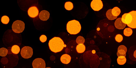 Glowing Golden Particles Stock Image In Black Backgroundの写真素材