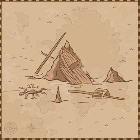 crash ship map vintageのイラスト素材