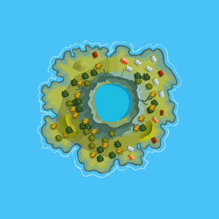 Island ocean sea map cartoonのイラスト素材