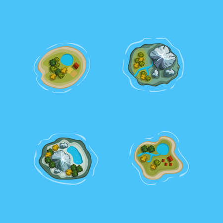 Island ocean sea map cartoonのイラスト素材