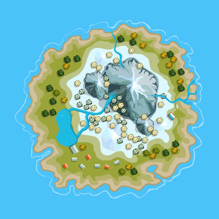 Island ocean sea map cartoonのイラスト素材