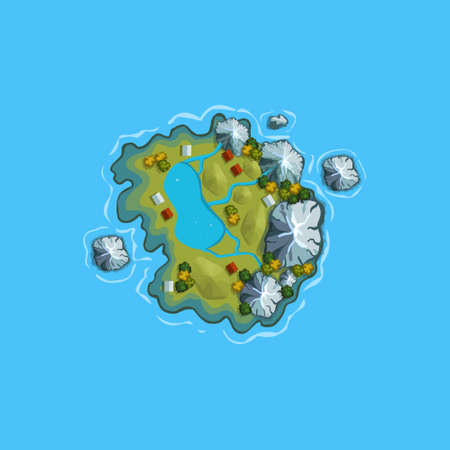 Island ocean sea map cartoonのイラスト素材