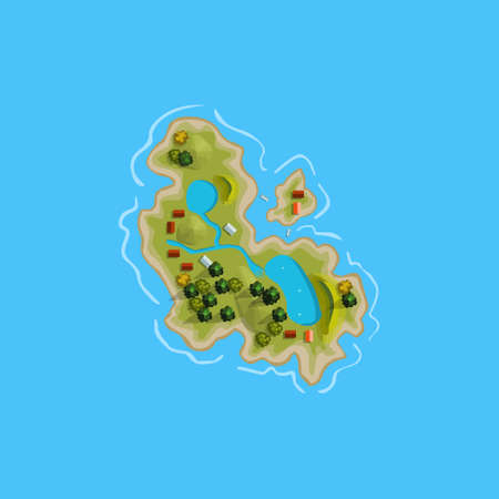 Island ocean sea map cartoonのイラスト素材