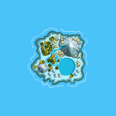 Island ocean sea map cartoonのイラスト素材