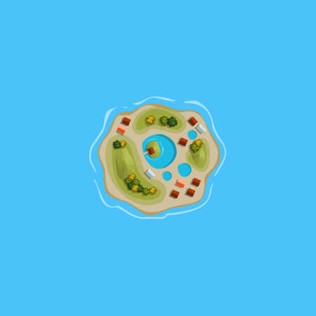 Island ocean sea map cartoonのイラスト素材