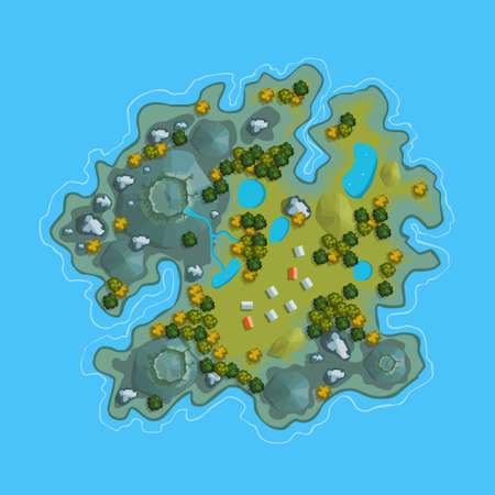 Island ocean sea map cartoonのイラスト素材