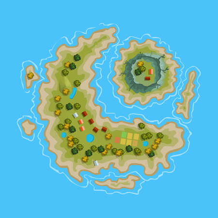 Island ocean sea map cartoonのイラスト素材